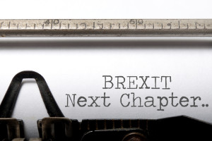 Brexit next chapter printed on a typewriter